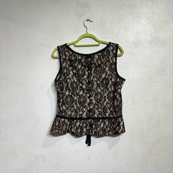 Ultra Dress Black Lace Sleeveless Blouse Sz 14 - Picture 7 of 9